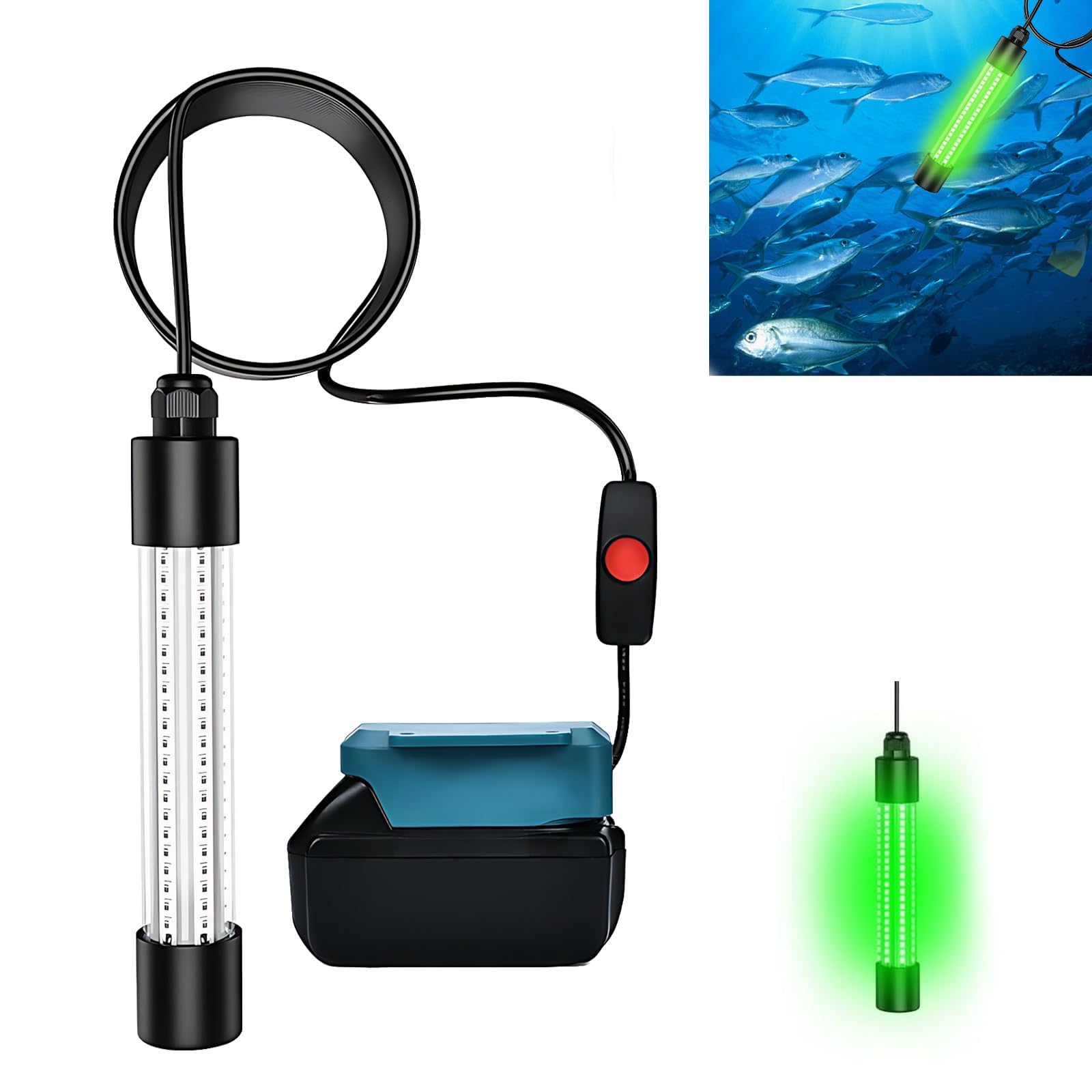 水中集魚灯 集魚灯 水中ライト 13W 水中集魚ライト LED集魚灯 水中 強力 LED 漁港 釣り 夜焚き 堤防 船アジ イカ タチウオ釣り 集魚ライト IP68完全防水 5Mケーブル 高輝度 1300ルーメン 18V 対応【本体のみ バッテリー別売り】