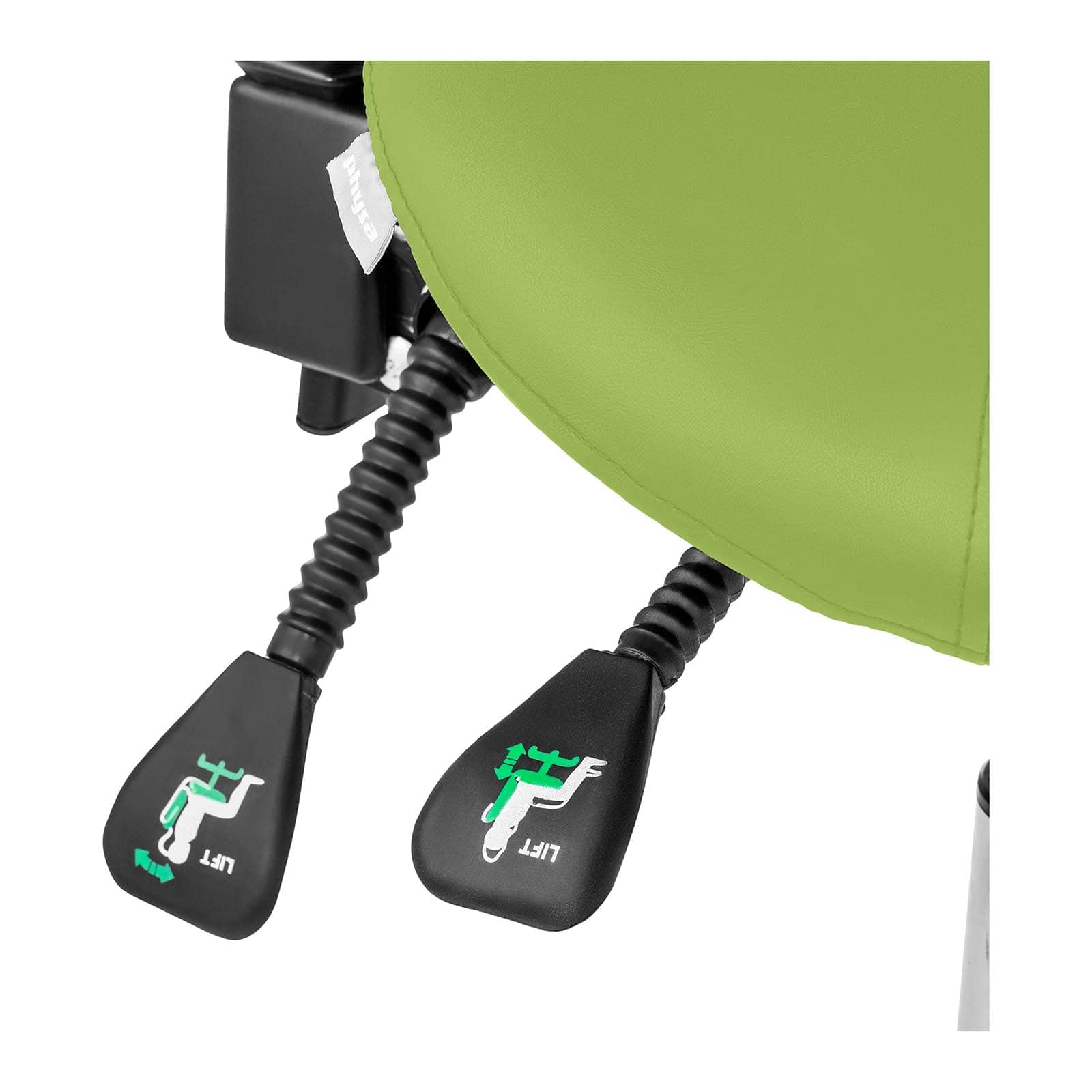Physa Siège-Selle avec Dossier Assis Debout Ergonomique De Cheval Tabouret Physa Berlin Light Green (90-120°, 55-69 cm, 150 Kg, Pivotant, roulettes, Pomme)