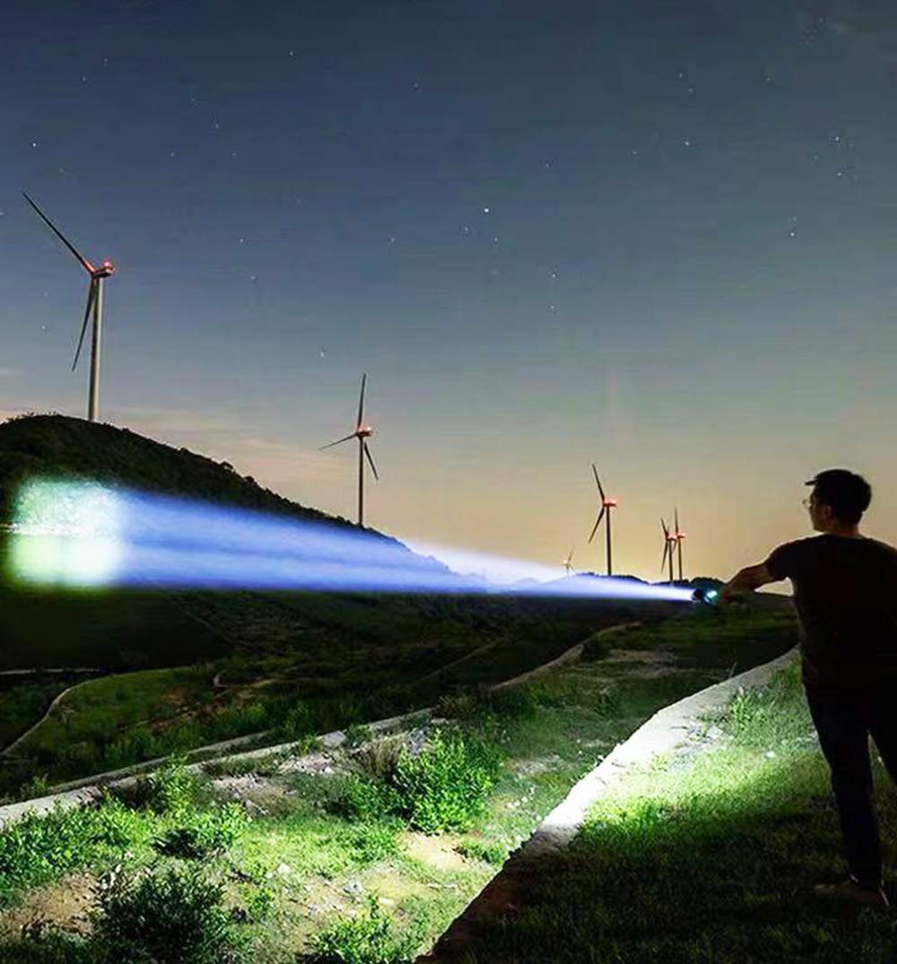 BAJIE Flashlight Super Bright Xhp90 Led Flashlight con Entrada USB y función de Salida 5 Modos Deslumbramiento Antorcha táctica Zoom Impermeable Luz Exterior