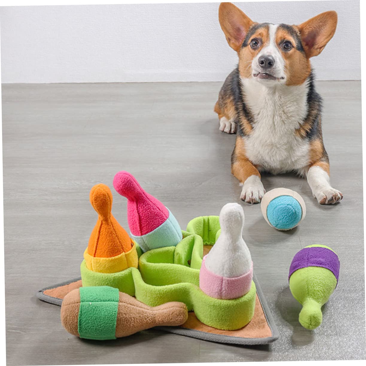 WOONEKY Tappeto Sensoriale in Pile Polare Resistente a Forma di Bowling Cane Giocattolo per Cani per Esercitare L'olfatto e Consumare Energia, per Cuccioli e Animali Domestici