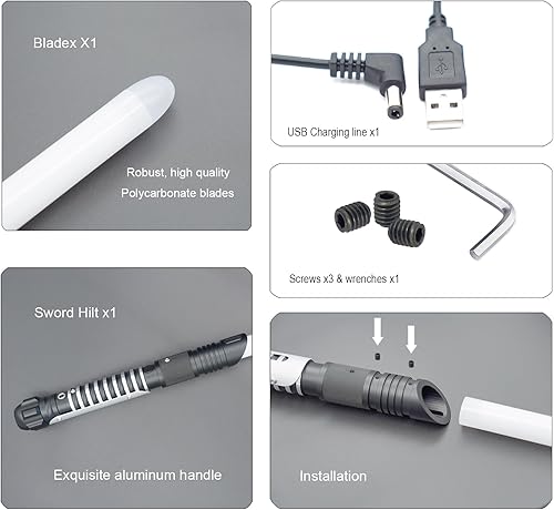 Miniatura 5 de Sable de luz LED recargable RGB de color duelo de luz, empuñadura de metal y hoja de PC duradera para adultos niños, cosplay y regalos, modo de
