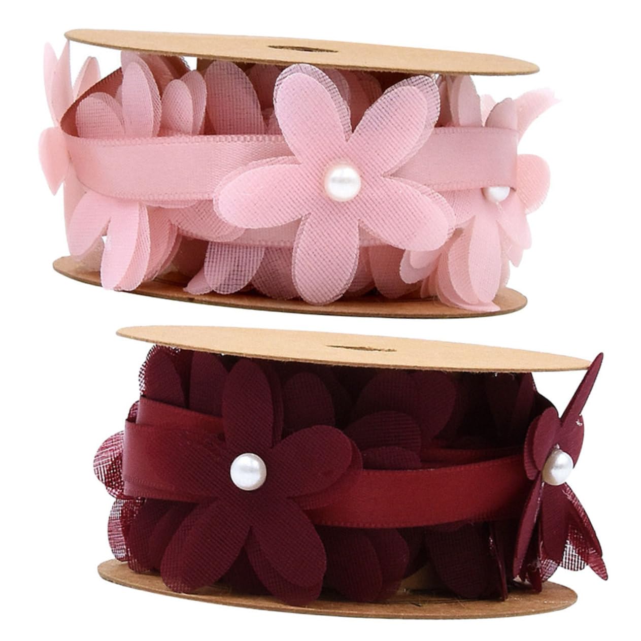 Abaodam 6rollos Cinta De Tela De Flores Cinta De Encaje Para Bodas y Manualidades Para Decoraciones y Rosa Burdeos