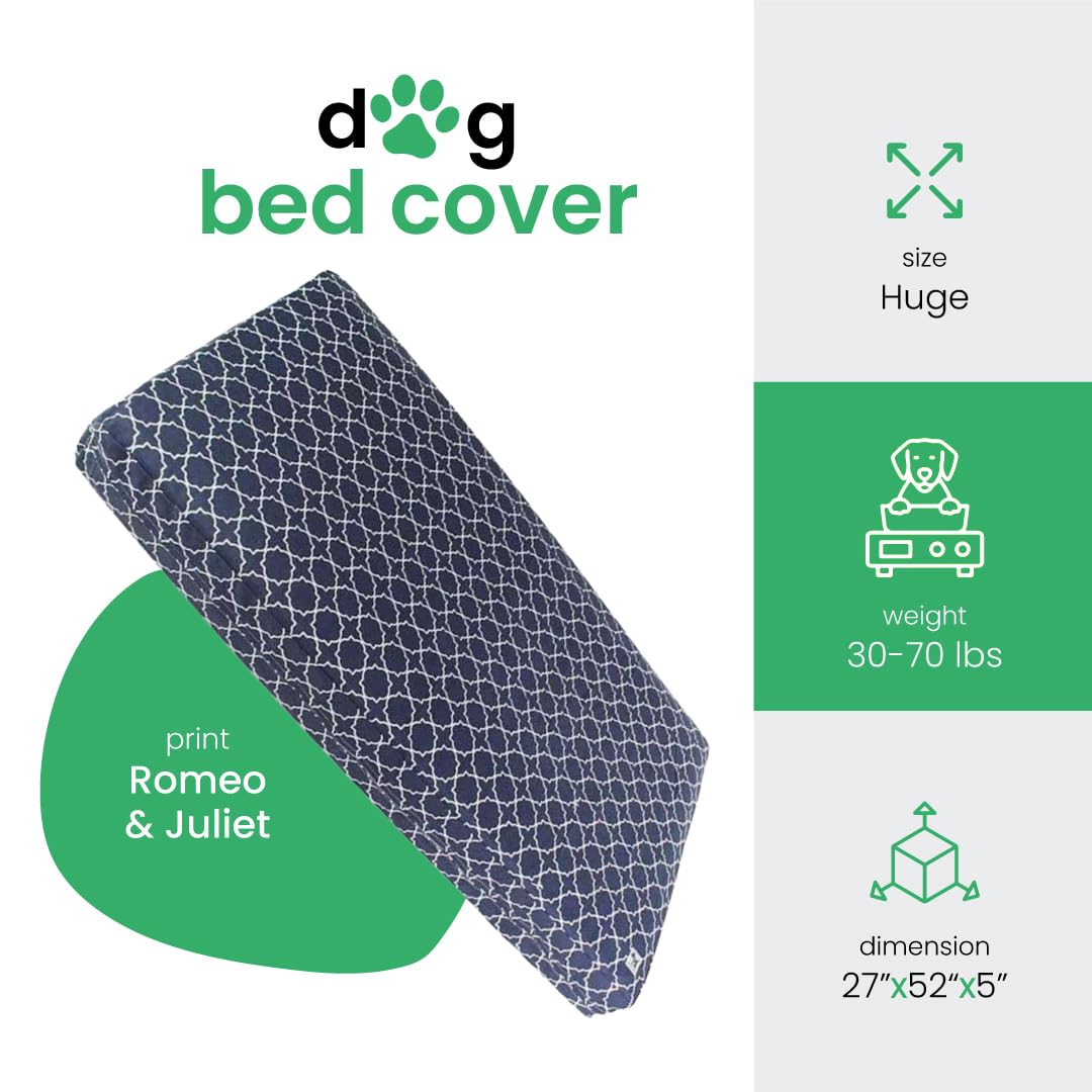 Molly Mutt Hoes voor klein hondenbed - Romeo & Julia-print - Afmetingen 50 x 60 cm - 100% katoen - duurzaam - ademend - duurzaam - machinewasbaar