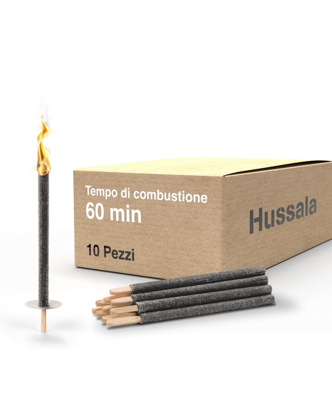Hussala Diamond Fiaccole di cera Durata accensione : 60 min [10 pezzi]