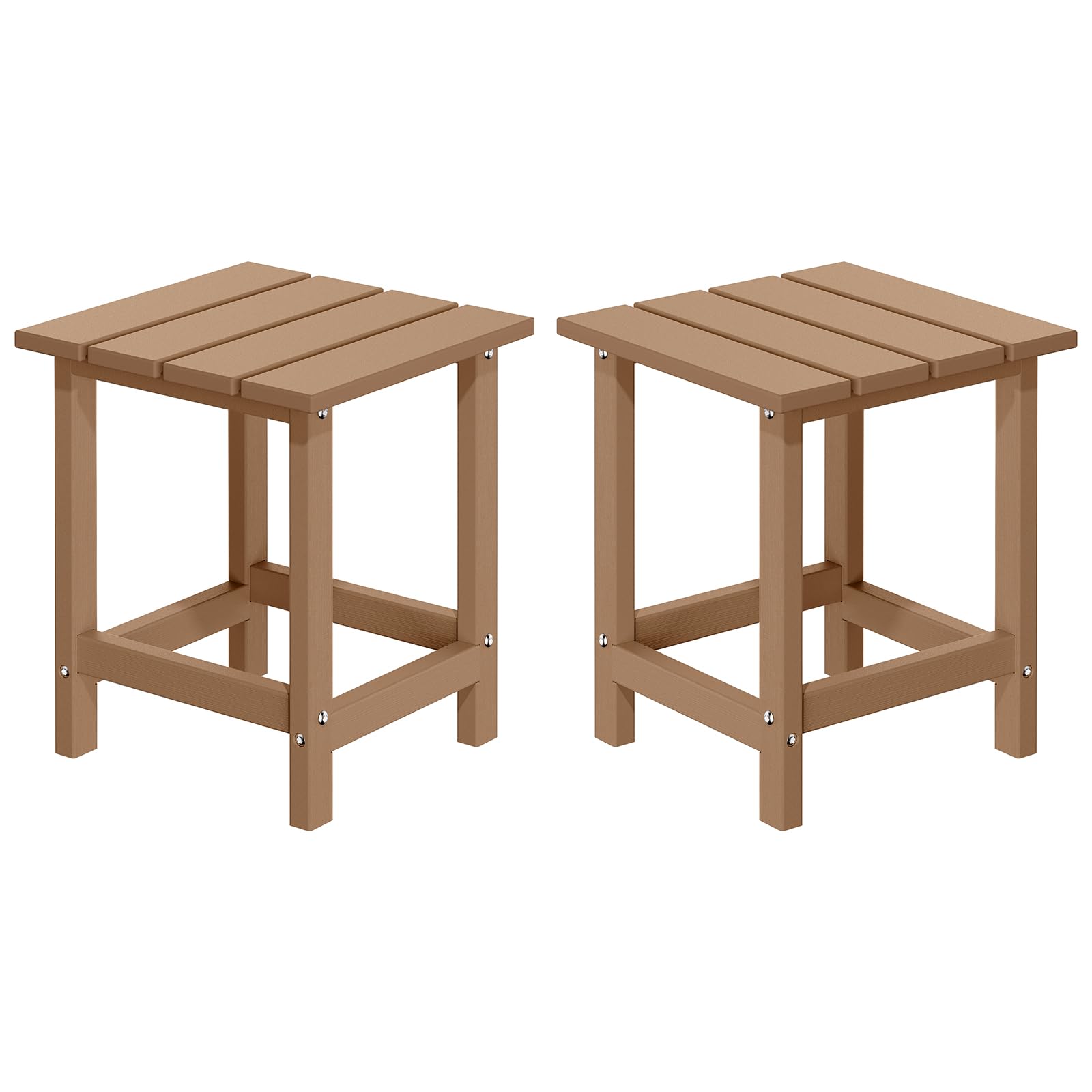 MUCHENGHY Adirondack Outdoor Side Table Set of 2, 14.7" Patio Side Table Weather Resistant, HDPE Outdoor End Tables for Patio, Teak