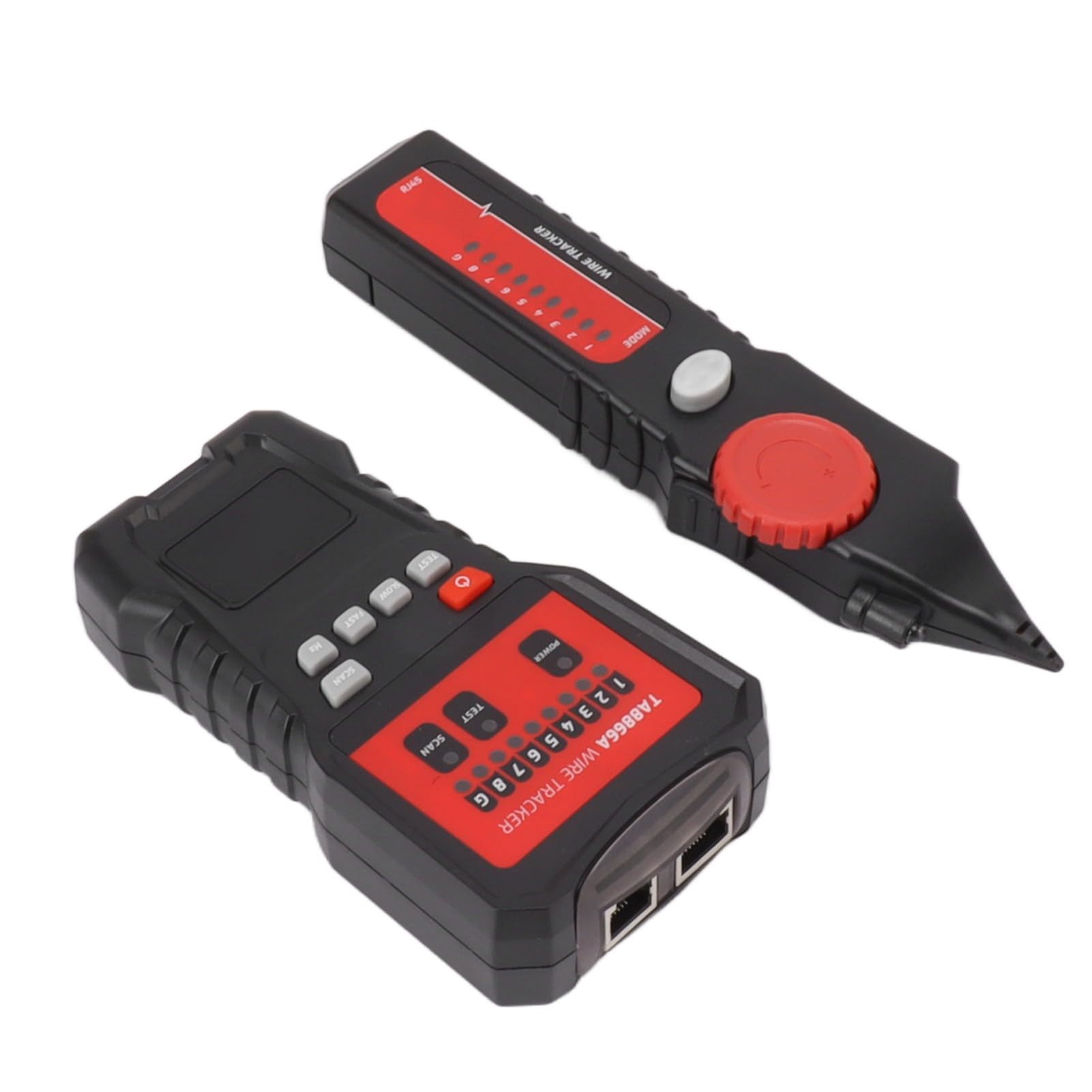 Kabelsuchgerät mit Spannungsprüfung, Netzwerktester für RJ45/RJ11, Leitungssucher bis 300m mit LED-Anzeige und Taschenlampe, TA8866A