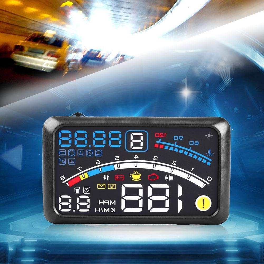 KSTE Samochodowy wyświetlacz Heads Up, 14.0 cm HD OBD2 Car HUD Head Up Speed Display Over Speed Warning Play