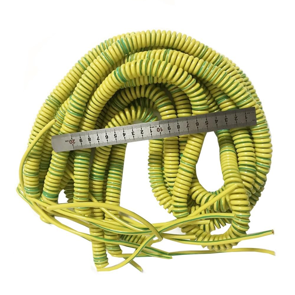 Cavo di messa a terra unipolare telescopico a spirale da 2,5 mm2 13 AWG, allungabile fino a 2,5 metri, in giallo-verde Estensione