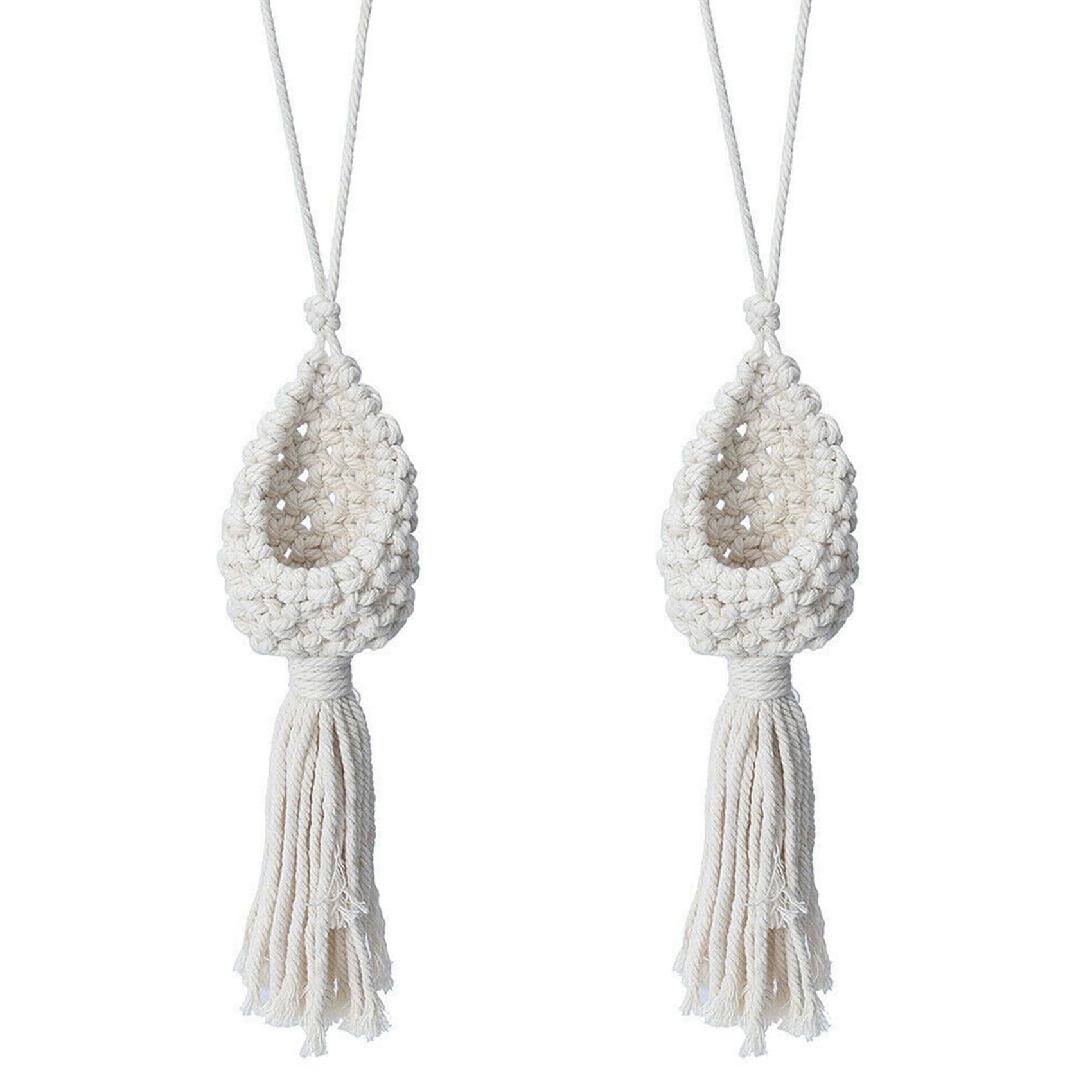Hndhbfgrt 2X Boho Macrame Air Plant Hanger Tillandsia Hanging Basket Rope Holder Flower Home Decor (10CM)