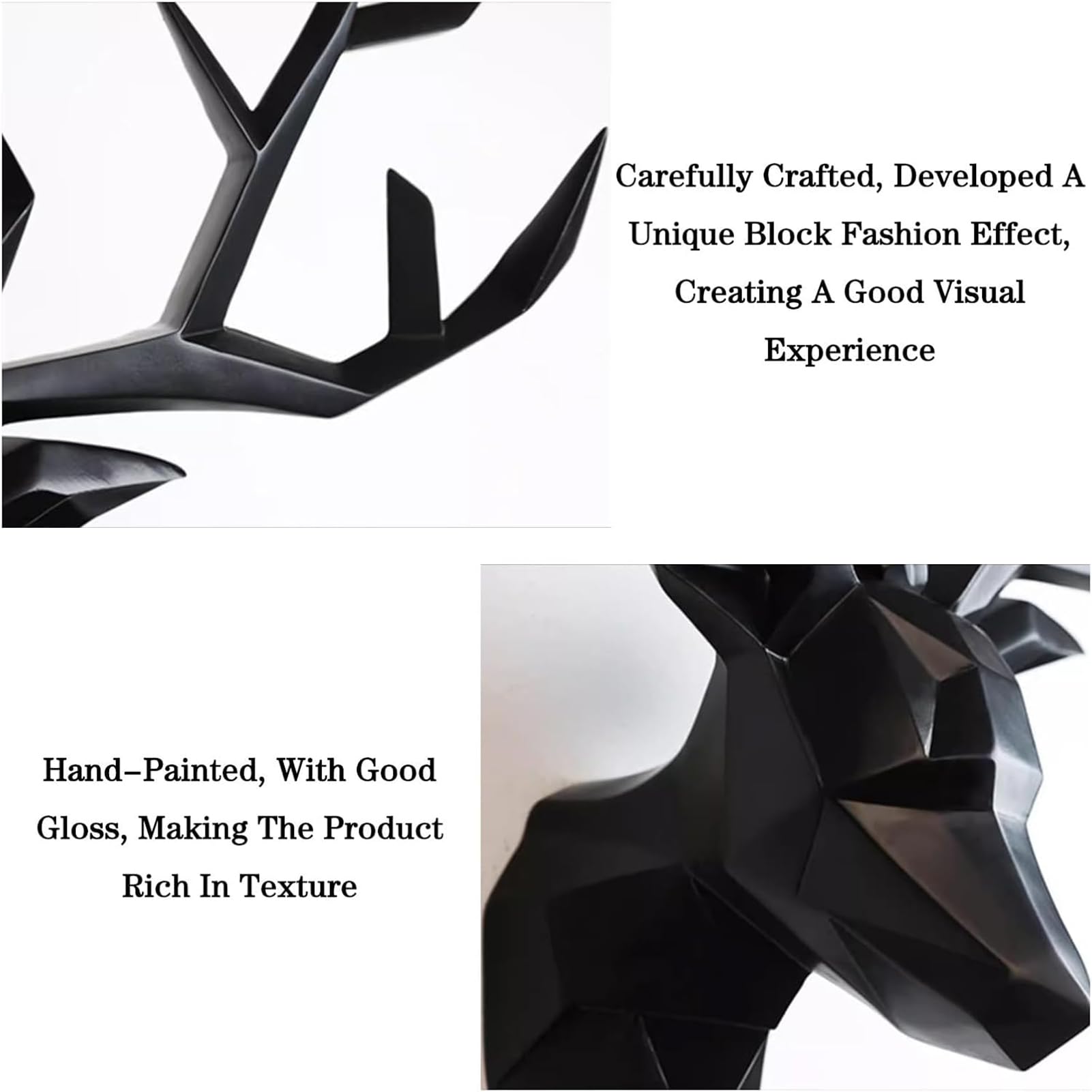 Scultura artistica da parete 3D a forma di testa di cervo, decorazione geometrica a forma di testa di animale, in resina, da appendere alla parete, per soggiorno e
