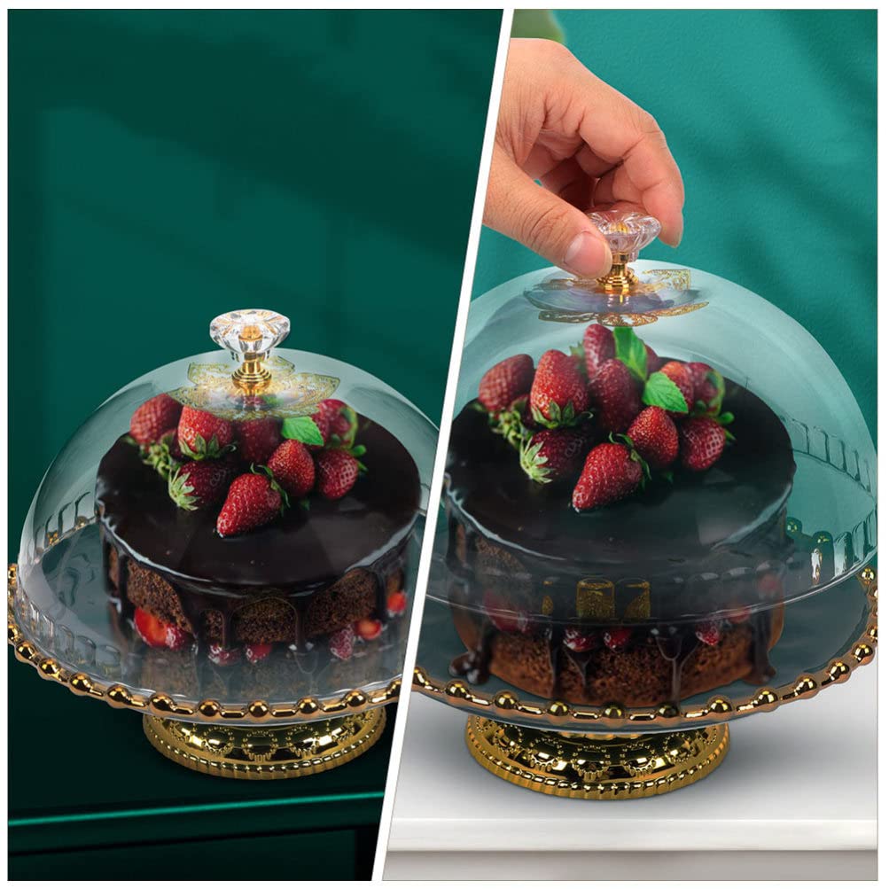 Alzata per torte in ceramica, piatto da portata con coperchio a cupola, supporto per torte e dessert, per feste e matrimoni, 24,5 cm
