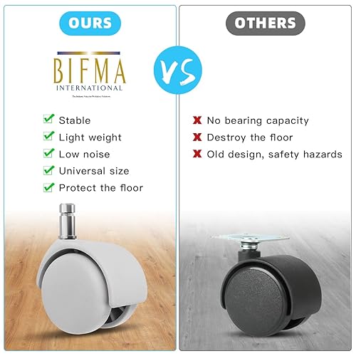 Miniatura 2 de Ruedas para silla de juego, rodamiento suave y seguro para todos los pisos, incluyendo madera dura y alfombra, juego de 5, ruedas de 2 pulgadas