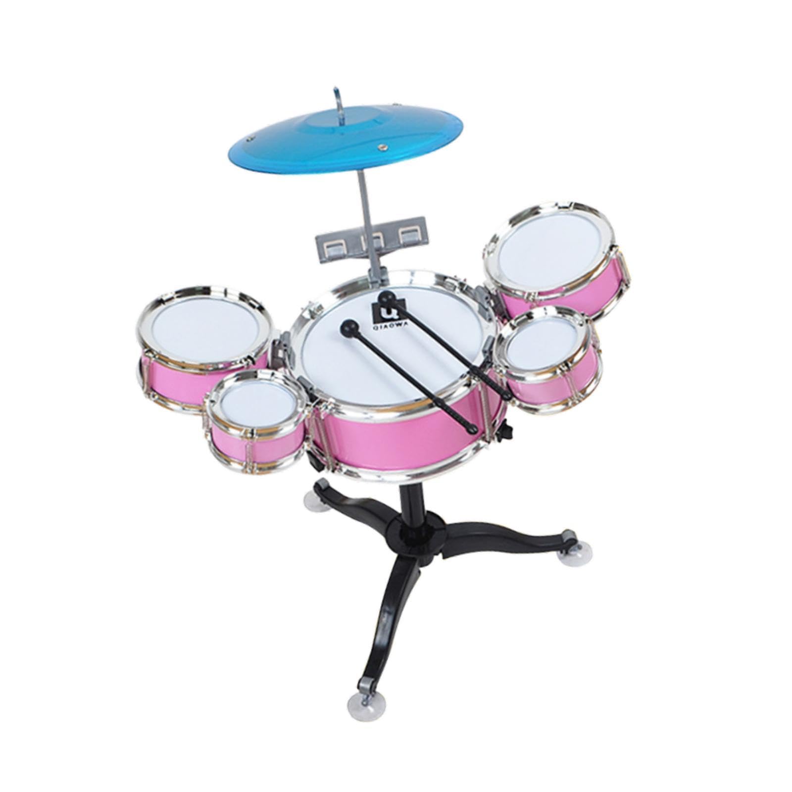Gralara Batteria per Bambini Set Percussione Giocattolo Musicale Strumento Ritmico Educativo Materiali Resistenti Adatto a Gioco E Apprendiment, Rosa
