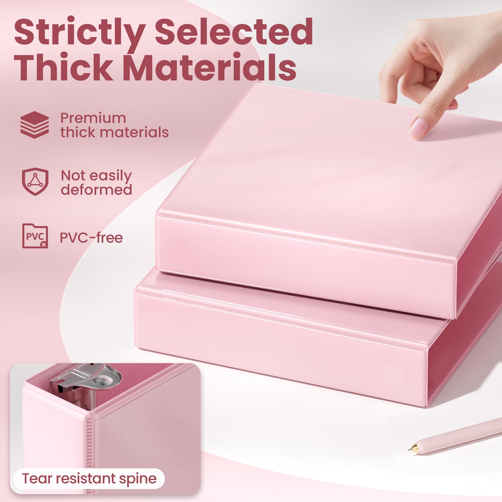 SUNEE 3-Ringbuch, Aktenordner, Ringbücher, 3,8 cm D-Ring, transparenter Ordner, 3 Ringe, PVC-frei (passend für 21,6 x 27,9 cm), für Schulordner oder Bürobedarf, sortierte Pastellbinder, 4 Stück
