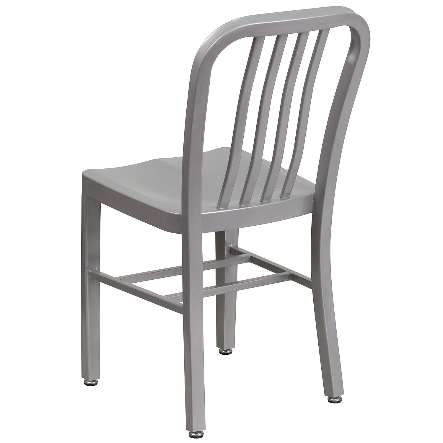 Gael - Juego de 2 sillas de comedor de metal modernas para interiores y exteriores, sillas de restaurante de acero galvanizado de grado comercial, color plateado 6