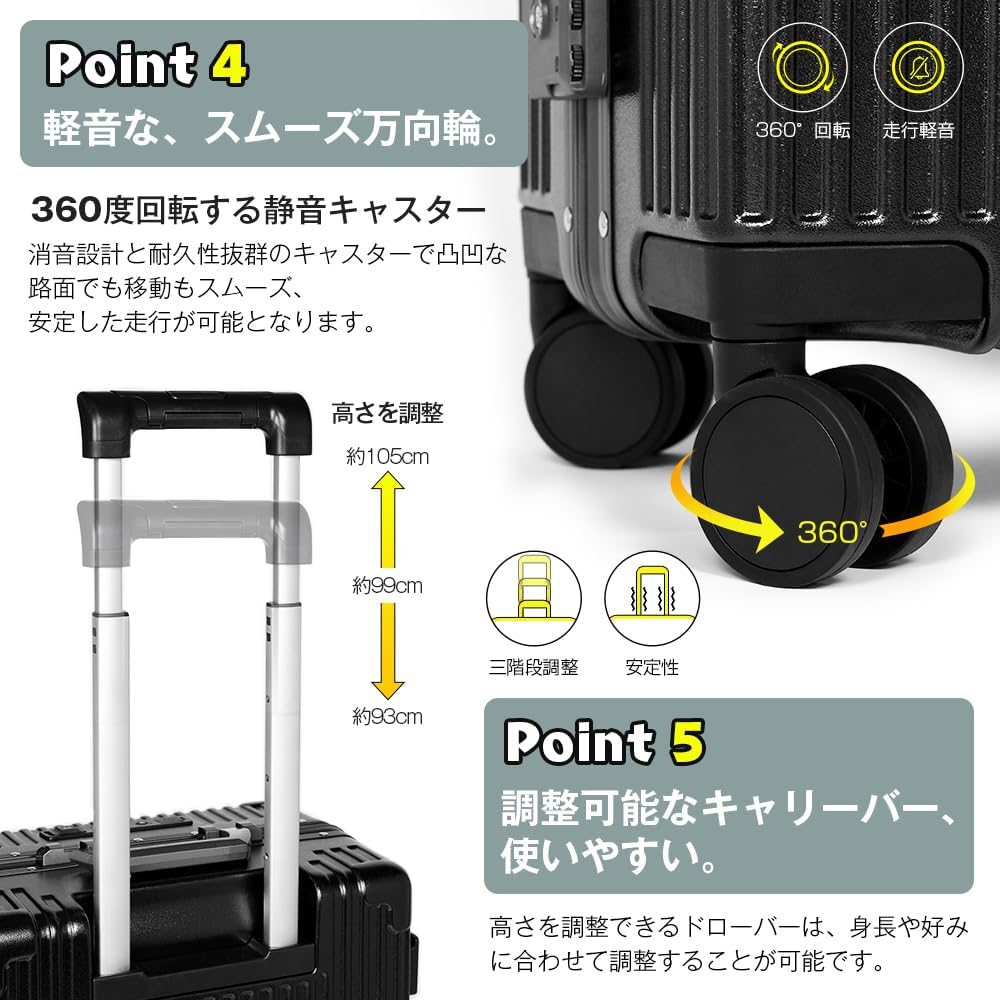 Amazon | [魔法小屋] スーツケース 前開き キャスターストッパー付く