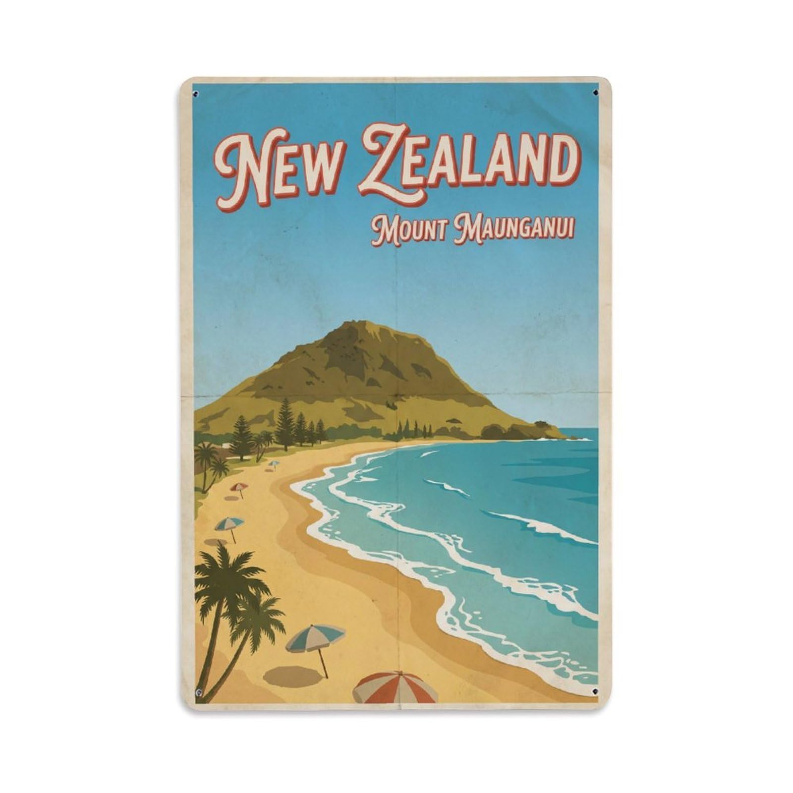 Gead 8X12inch Style Vintage Travel New Zealand Mount Maunganui Metal Tin Sign