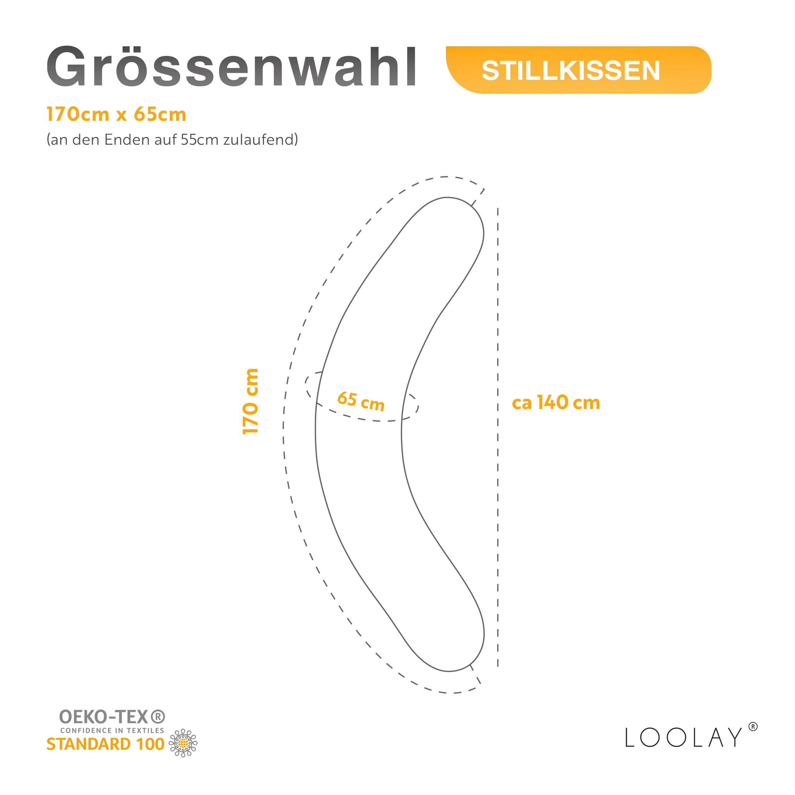 LOOLAY Zwangerschapskussen, voedingskussen, 170 cm, zijslaapkussen, 100% katoen, met afneembare Minky overtrek, ergonomisch zwanger kussen voor slapen (100% grijs/Minky grijs