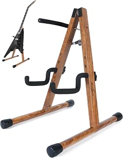 Universal E-Gitarrenständer, A-Form Bassständer mit Kippschutz & EVA-Polstern, E-Bass Halter passend für Kelly, Rhoads, Firebird, Explorer, Strandberg & extreme Formen, für Studio & Bühne