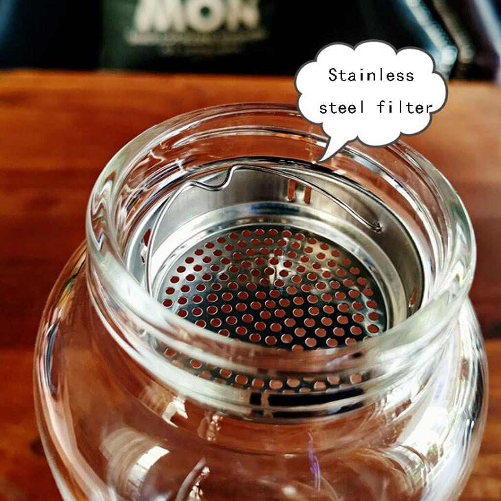 Bouteille Bouteille d'eau Carafe en Verre avec Filtre en Acier Inoxydable, Bouteilles À Boire pour Les Voyages en Plein Air/Sports/Escalade (1L, 1,5L, 2L) Sport Gourde Eau