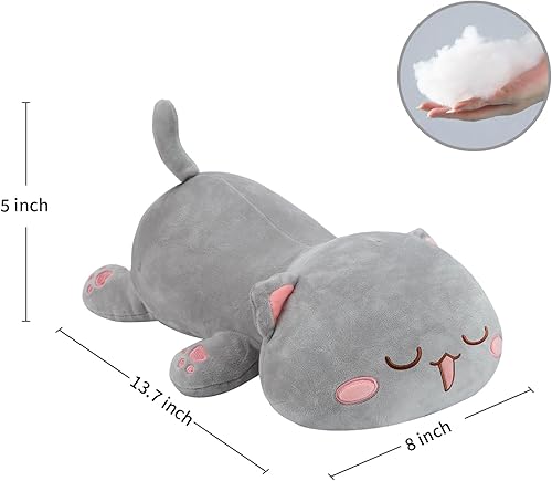 Miniatura 9 de Lindo peluche largo Kawaii de 25.9 pulgadas, almohada corporal de gato de peluche, animales de peluche suaves, almohada de algodón para dormir,