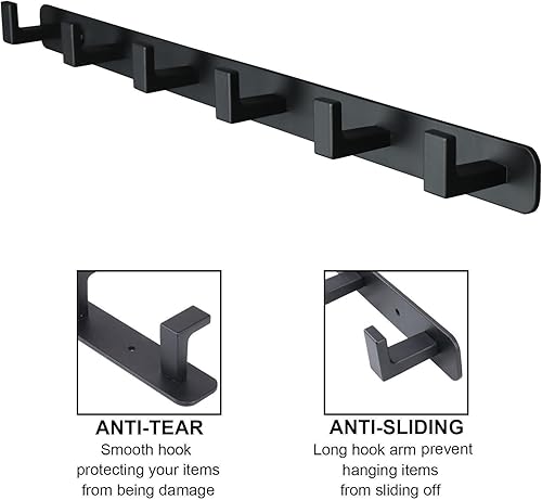 Miniatura 3 de Perchero de acero inoxidable resistente para 6 ganchos de tres abrigos, gancho de pared de almacenamiento montado en la pared, gancho de ropa