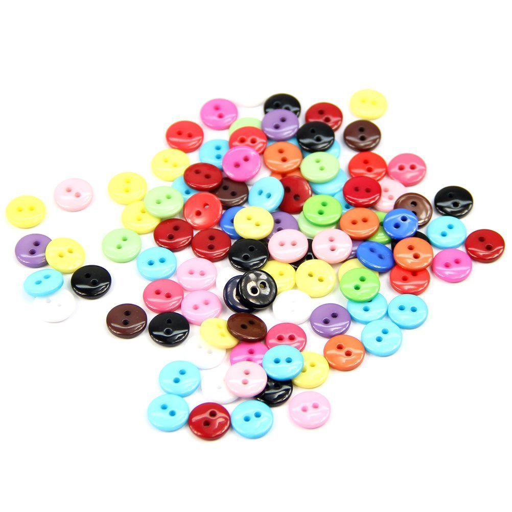 100 Pieces 8mm Boutons Circulaires En Resine A Trous Accessoires De