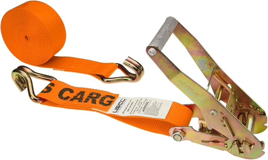 US Cargo Control J Hook Ratchet Strap 2 Inch x 27 Foot, 10,000 LBS Break Strength,