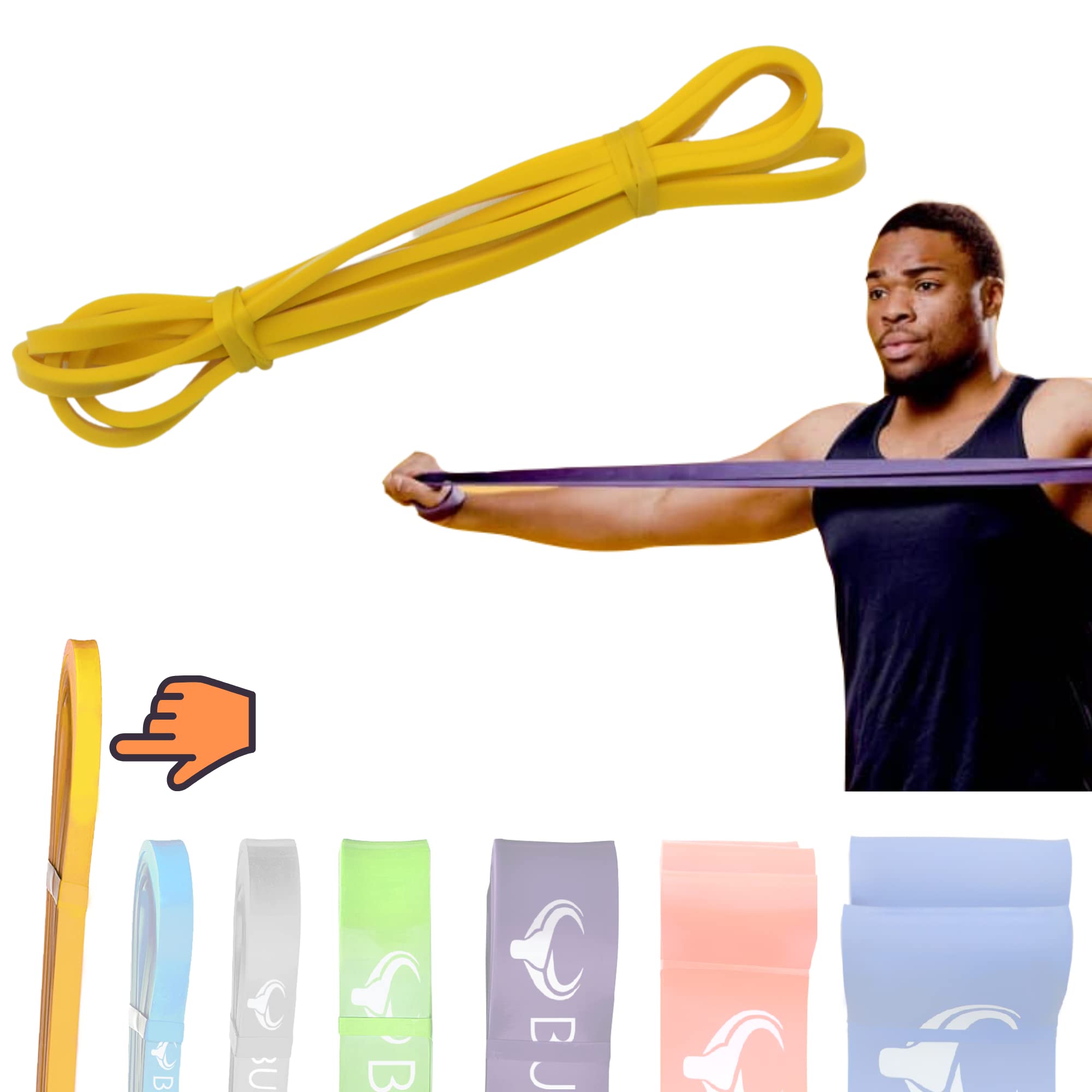 BULMARC's Resistance Band Pull Up Assist Bands with 65+ Exercises for Pull Ups, Chin Ups, Stretching, Weight Loss & Powerlifting, Anti Snap Natural Latex