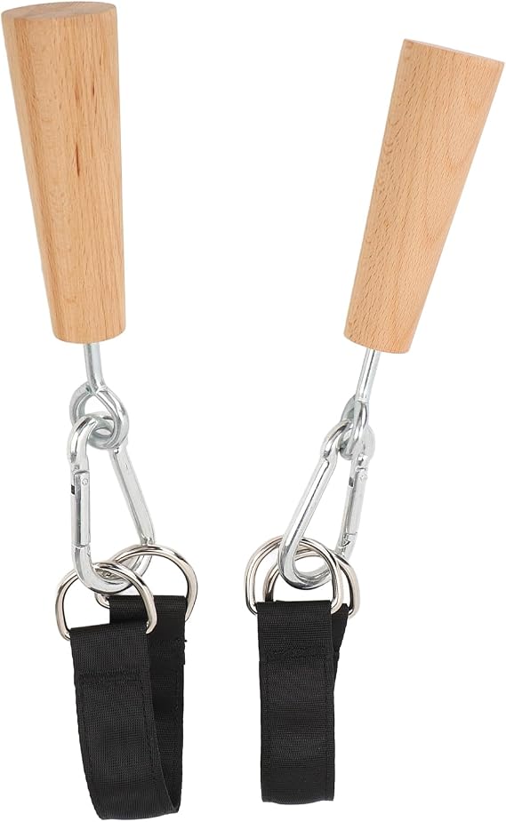 Wooden Pull Up Grips, Arm Strength Training Handles, Beech Wood and Iron Construction for Home Gym Workout, 24GHz. Climbing Hold Grips with Hanging Straps and Storage