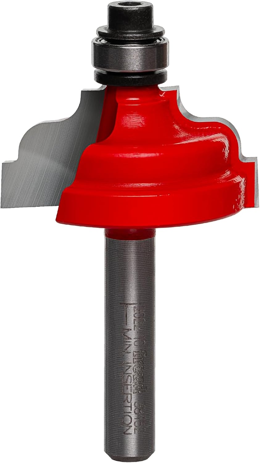 Freud 38-452: 1-1/4" (Dia.) Double Fillet Ogee Bit with 1/4" Shank, One Size, Perma-shield Coating Red