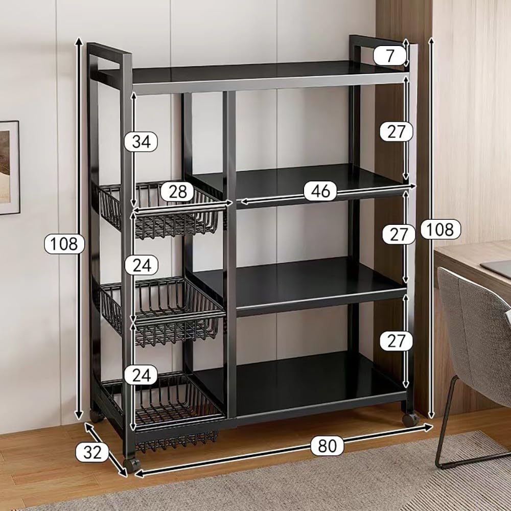 Scaffale da cucina con cestelli in rete metallica e ruote, carrello multifunzione per cucina, bagno, soggiorno, ufficio, design salvaspazio
