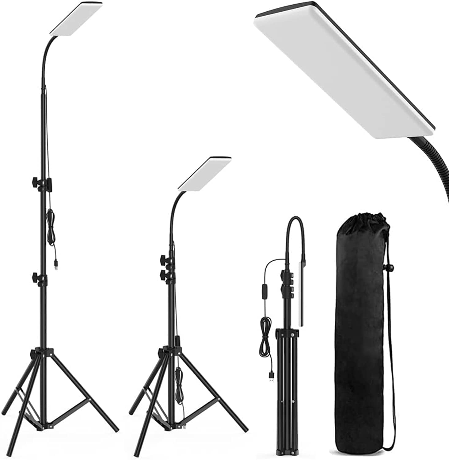 LED Camping Light, Fishing Light with Telescopic Tripod, 1680 Lumen Portable Outdoor Camping Light, USB Powered Work light, Telescopic Pole Light for Camping, Tent, Garden, Outdoor Travel Lighting