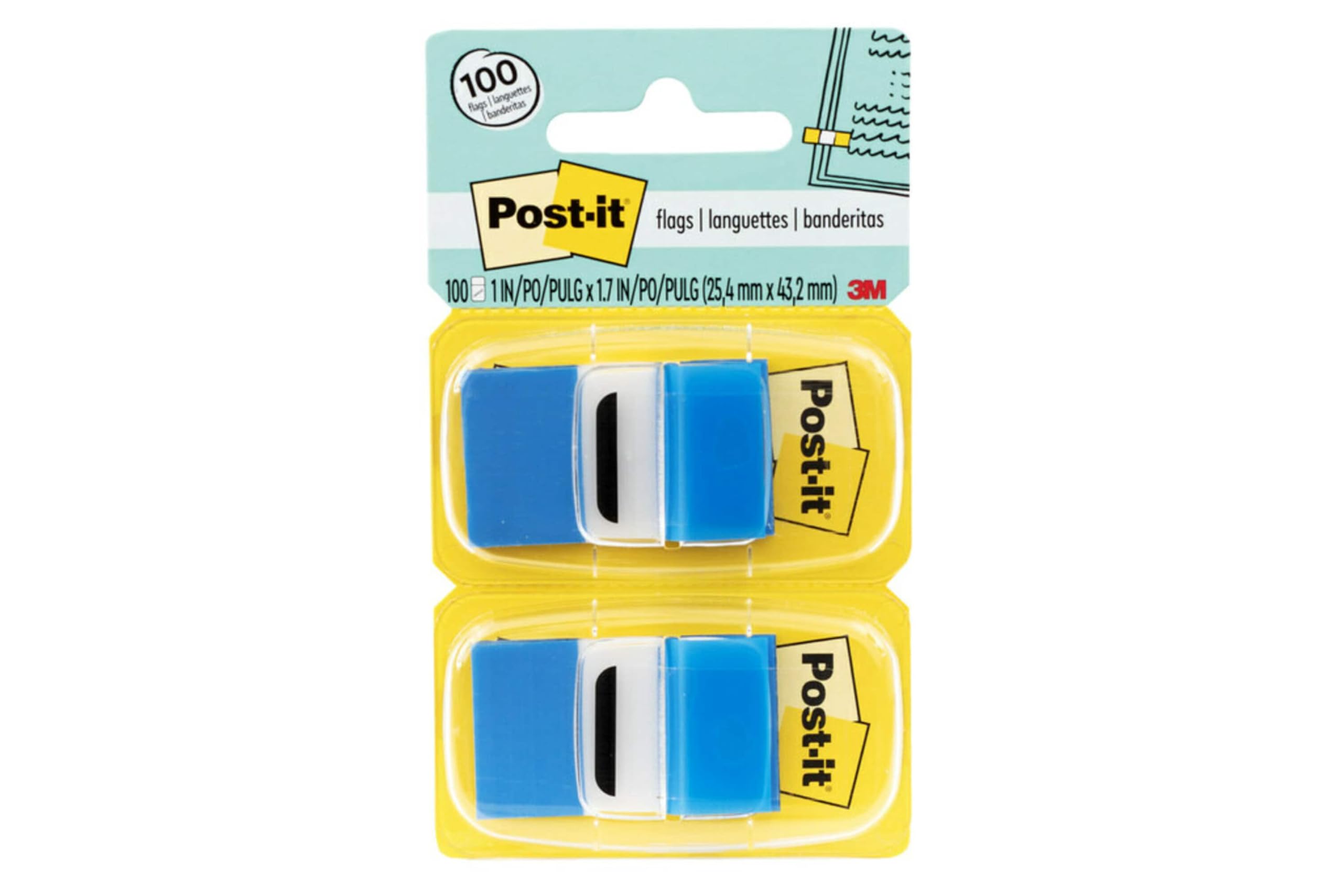 Post-it Flags Value Pack, 50/Dispenser, 12 Dispensers/Pack, 1 in Wide, Blue (680-BE12)