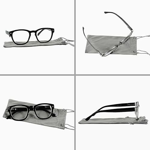 Miniatura 5 de LUR Lentes de lectura para hombre, 0.75, cuadrados, clásicos, 4 paquetes, cómodos bisagras de resortediseño en tono madera