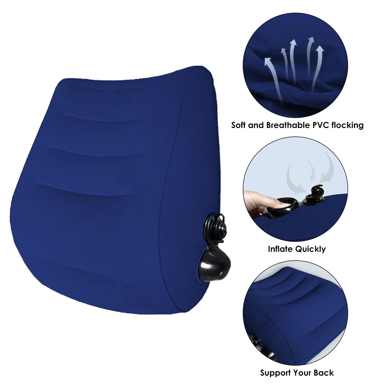 SOONHUA Cuscini da viaggio gonfiabili in memory foam, supporto per la schiena, per il supporto per collo e lombare, auto, aereo, escursionismo, zaino in spalla, premere per gonfiare