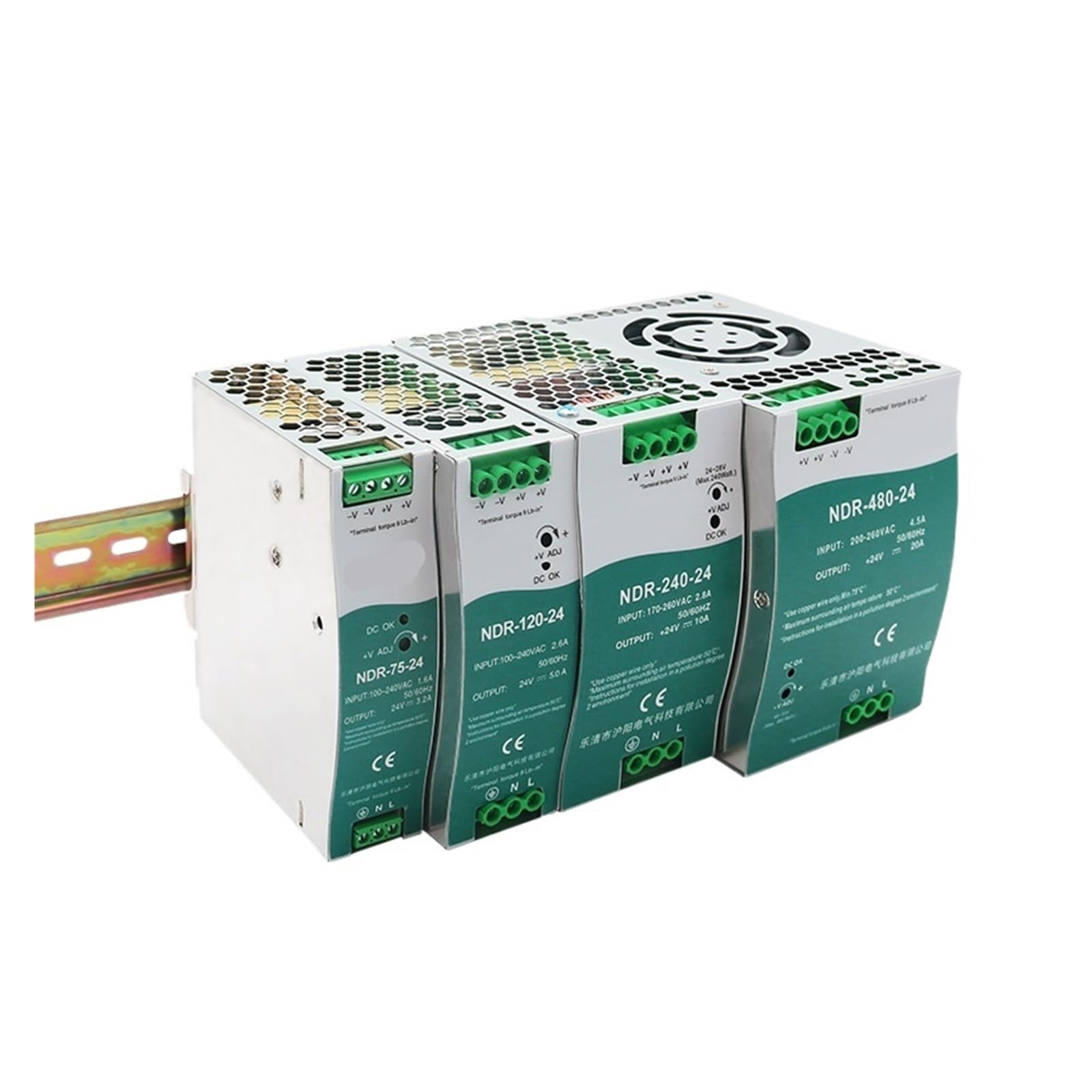Rbyrldsty 480W Din Rail Switching Power Supply Single Output 12V 24V 48V Ndr-75 120 240 480(,12V)