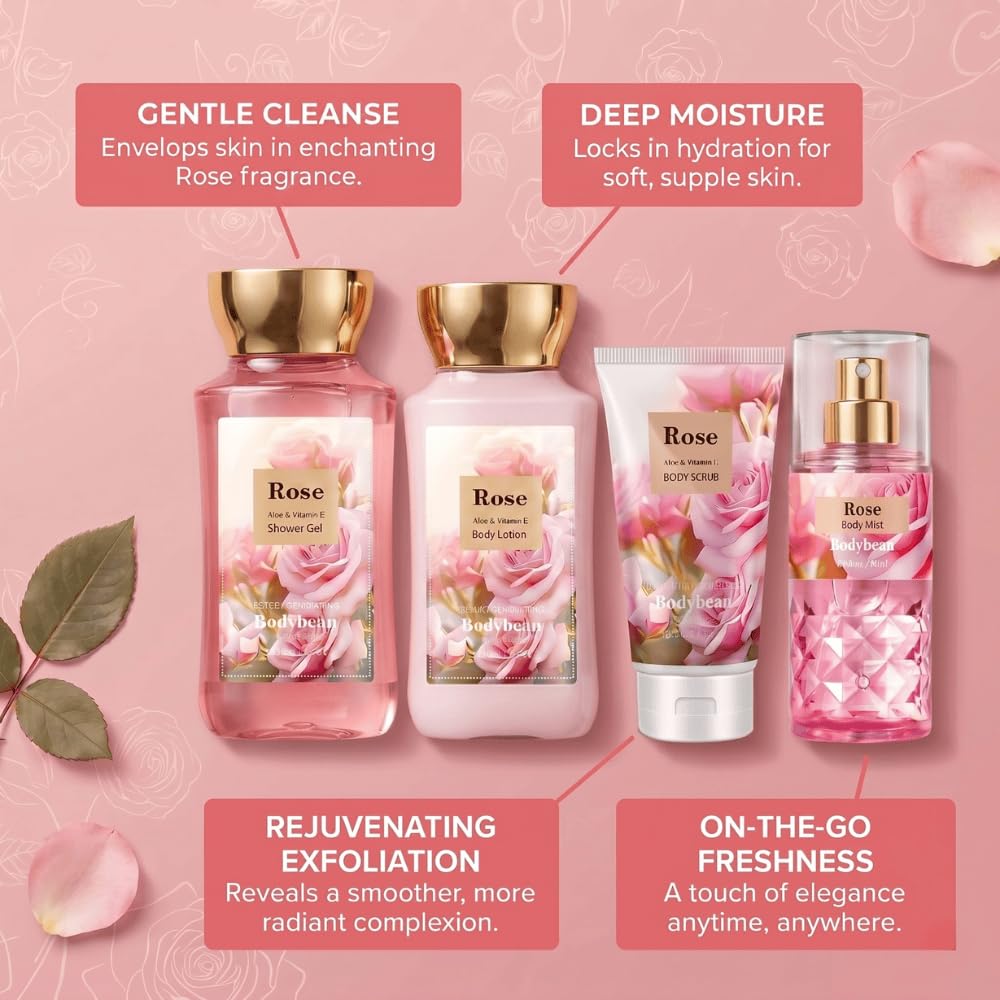 Amazon.com : Rose Bath and Body Gift Set for Mom, 4-Piece Set