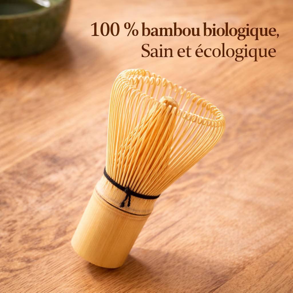 Fouet Matcha en bambou doré fait à la main,Fouet Matcha avec 76 Dents,Kit de Démarrage Traditionnel pour Matcha,traditionnel japonais Chasen Matcha agitateur,Parfait pour la Cérémonie du Thé - 5