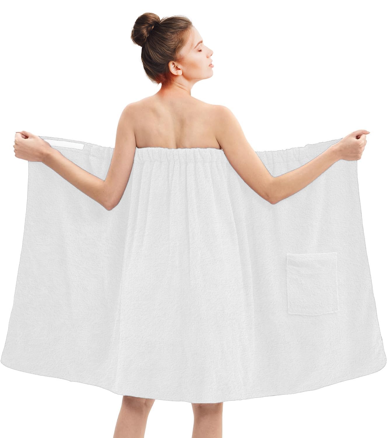 DAN RIVER Premium Cotton Terry Shower Wrap for Women, Ultra Soft Bath Robe After Shower with Pockets