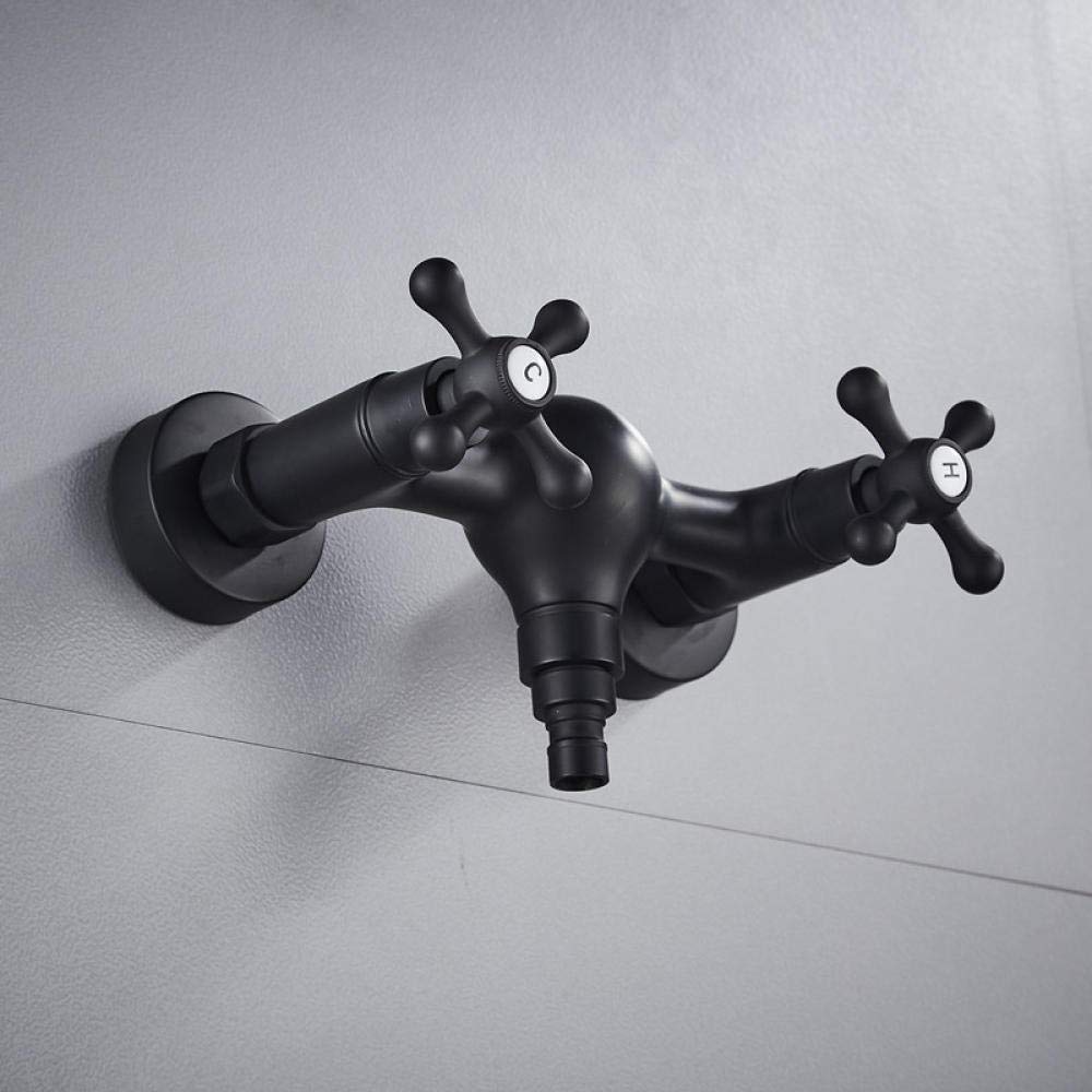 Water Tap Basin Washing Machine Copper Hot and Cold Mixer Tap Wall Mounted Dual Handle 1/2 and 3/4 Universality Outdoor Garden -2