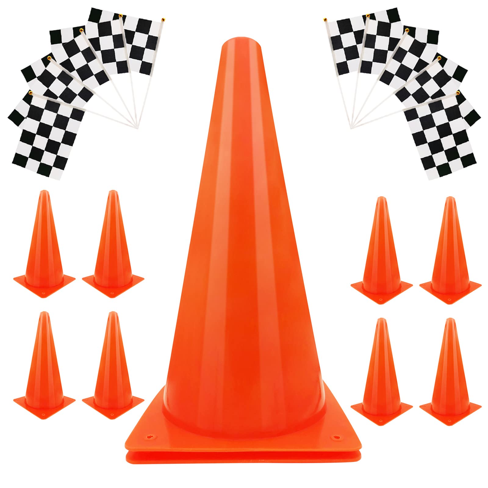 YOELVN 7inch Orange Racing Traffic Cones Party Decoration with Racing