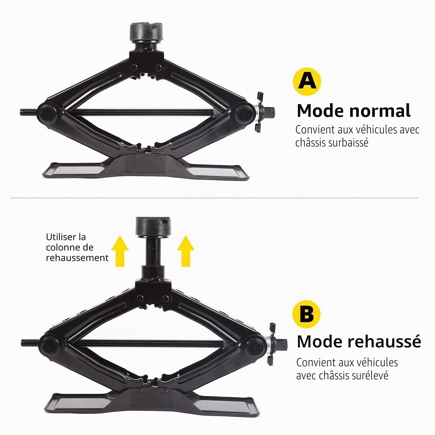 Le cric à ciseaux LEADSTAND est un design rapide et économe en main-d'œuvre, charge 1,8 tonne, hauteur maximale de 419 mm. Le fond est agrandi