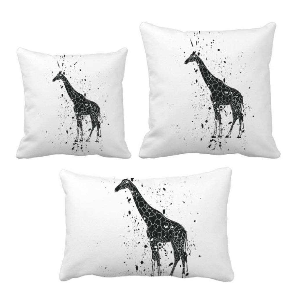 Housse de coussin girafe mexicaine avec finition soignée en noir et blanc