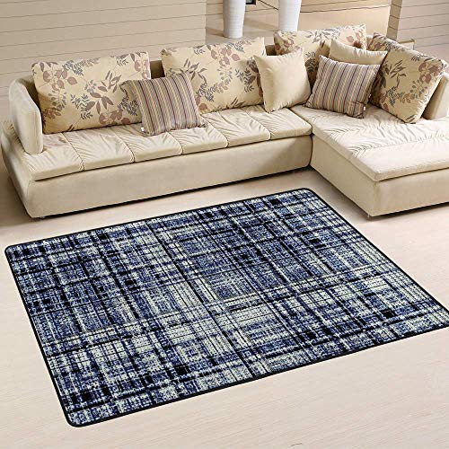 Grand tapis de sol antidérapant motifs géométriques gris lavable
