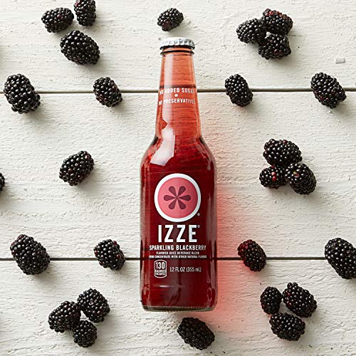 IZZE Sparkling Juice, Blackberry, 12 Fl Oz of glass bottles, Pack of 12