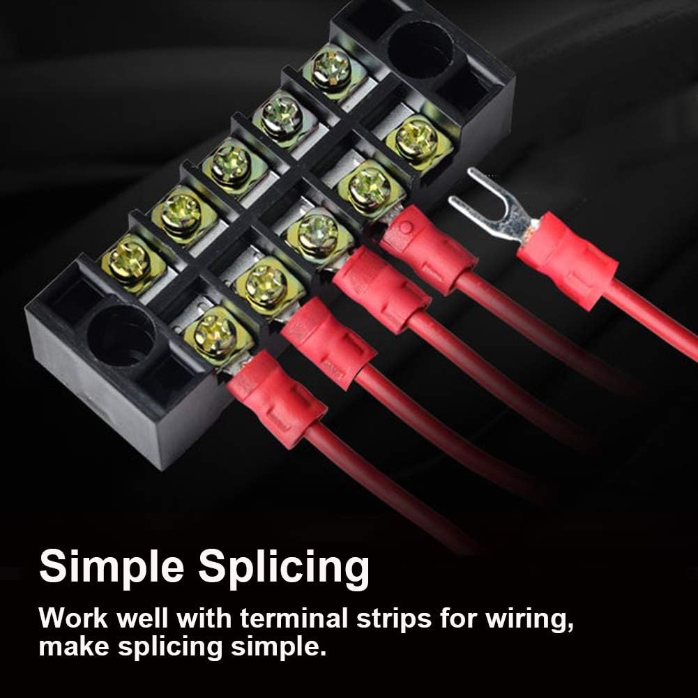 100pcs Insulated Fork Spade Wire Connectors, U Type Electrical Crimp Terminals for 22-16AWG Cable by MILAPEAK (Red)
