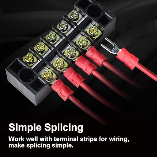 Miniatura 4 de MILAPEAK - 100 conectores de alambre de espada de horquilla aislados, terminales de crimpado eléctricos tipo U para cable de 22-16 AWG (rojo)