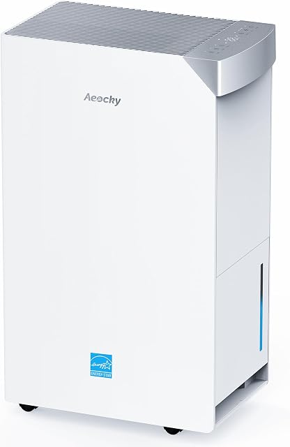 AEOCKY 74 Pint/D Energy Star Version 6.0 Dehumidifier, 4500 Sq.Ft Smart Compressor Dehumidifier with Drain Hose, Intelligent Humidistat,for Basement,Bedroom,Home,Bathroom