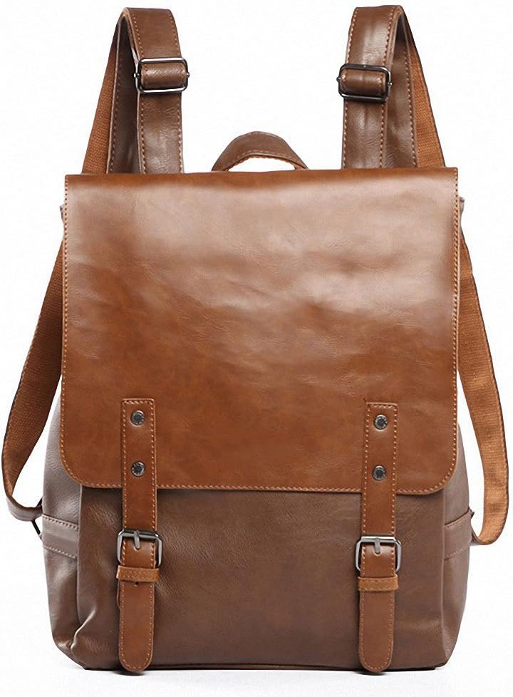 Vintage PU Leather Laptop Backpack Knapsack Rucksack Weekender Daypack Bag